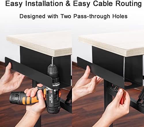 ZhiYo 17in Under Desk Cable Management Tray 2 Pack, 3in W x 4.7in H, Black
