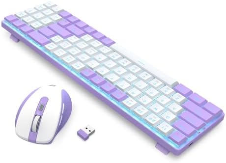 Redragon BS8773 Wireless Keyboard and Mouse Combo, 78 Keys 2.4Ghz Wireless Low-Profile Mechanical Red Switch Keyboard w/Slim Compact Design & Single Blue Backlit, Comfort Grip 2400 DPI Max Mouse