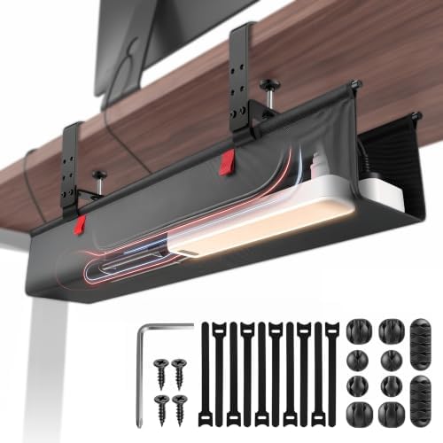 48 Inch Under Desk Cable Management Tray No Drill Desk Cord Management Organization, Large-Capacity Cable Organizer for Home and Office Work Accessories