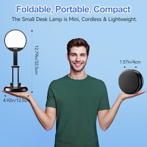 Desk Lamps for Home Office Rechargeable 3600mAh, Foldable+Portable Cordless Desk Light Small Table Lamp,Dimmable+9 Brightness Small Table Lamp Desk Light Table, LED Desk Lamps for Home Office