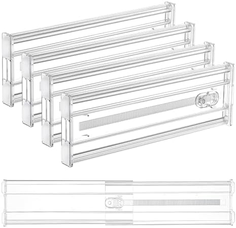 Vtopmart 4" Regular Upgrade Drawer Dividers for Clothes, 12.8"-22.3" 4 Pack
