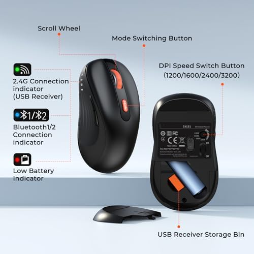 MEETION Bluetooth Keyboard and Mouse Combo, Silent Multi-Device, Black