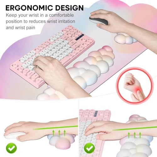 JIKIOU Ergonomic Keyboard Wrist Rest &Large Mouse Pad&Mouse Wrist & Cup Pad
