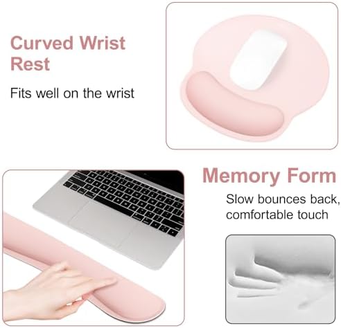 MOSISO Wrist Rest Support for Mouse Pad&Keyboard Set, Chalk Pink