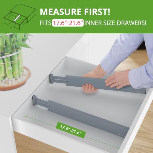 ANTOWIN Expandable Bamboo Drawer Dividers, Fits 17.6-21.6" Drawers