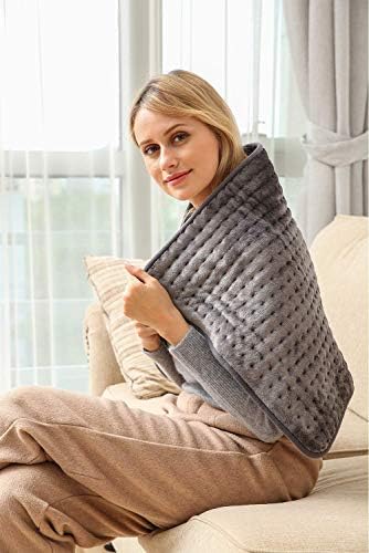 Ambershine 17''x33'' XXXL King Size Heating Pad with 12 Temperature Settings & 4 Auto-Off Countdown Timers, Pain Relief for Back/Neck/Shoulders/Abdomen/Legs(Dark Gray)