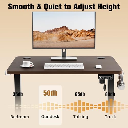 Small Standing Desk, 32"x24" Height Adjustable Sit-Stand Office, Walnut