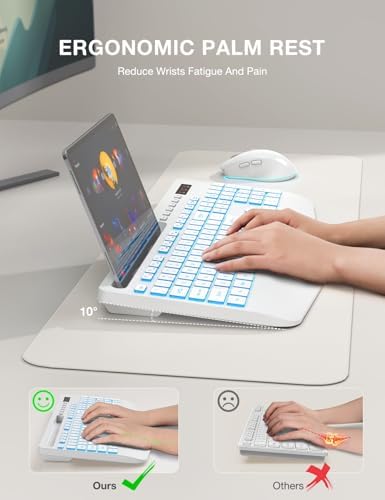 SABLUTE Wireless Keyboard with 7 Colored Backlit, Wrist Rest, 2.4G Lag-Free