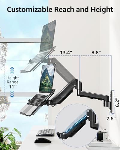 Laptop Wall Mount, 2-in-1 Monitor with Vented Tray Hold Max 22bls