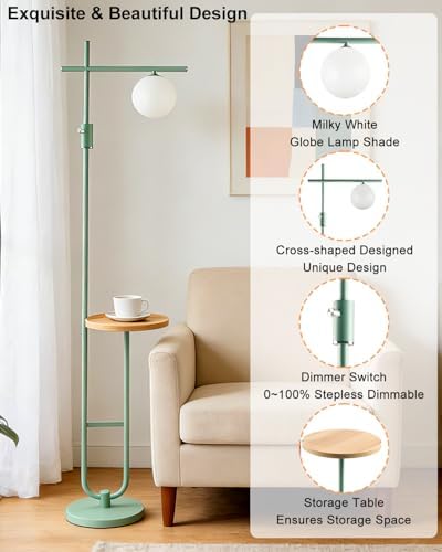 Lightdot Floor Lamps with Table, 66IN Dimmable Modern Standing Tall Lamp