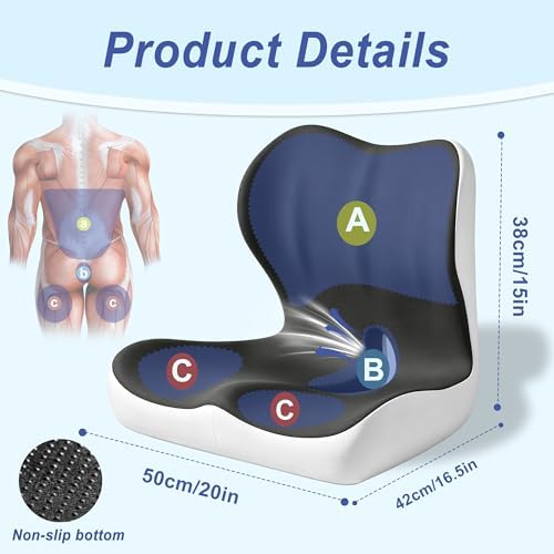 Seat Cushion for Office Chair and Car, Ergonomic Memory Foam Seat Cushion with Lumbar Support Pillow, Orthopedic Cushion for Sciatica & Back Pain, Dark Gray & Light Gray