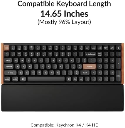 Keychron Silicone Palm Rest for K4 / K4 HE and Lemokey L1 / L1 HE – 14.65" Wrist Support for Compact 96% Layout Mechanical Keyboards, Smooth & Ergonomic Typing Comfort – Black