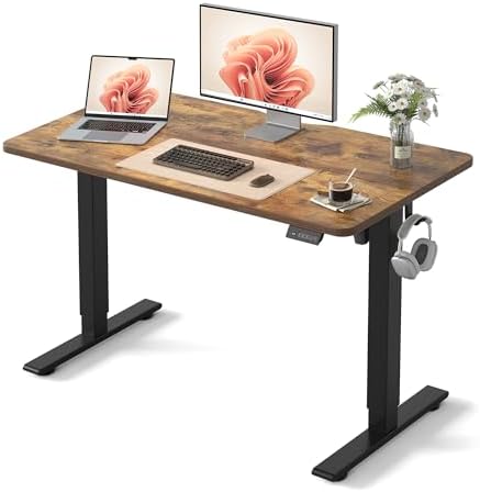 FEZIBO 48" Electric Standing Desk Height Adjustable Desk, Rustic Brown