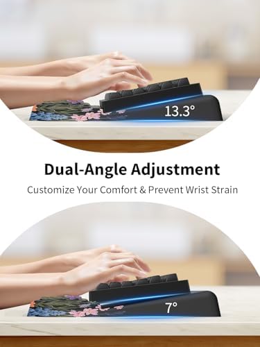 3-in-1 Ergonomic Keyboard Stand with Wrist Rest & Mouse Pad Set, Flower