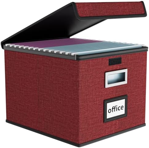 File Organizer Box with Lids, Collapsible File Folder Organizer