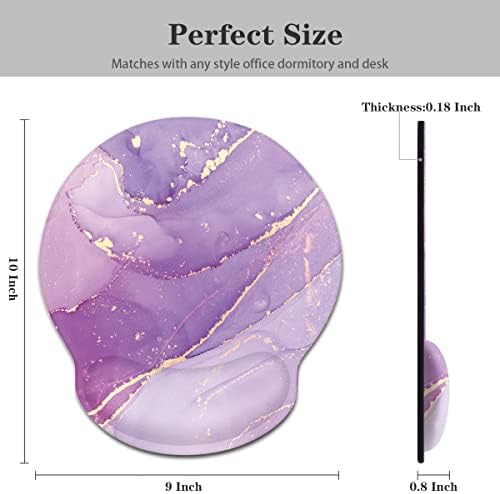 Ergonomic Mouse Pad with Wrist Support, Cute Round Mouse Mat, Non-Slip Rubber Base Mousepad for Laptop, Office School Mouse Pad Easy Typing & Pain Relief, Purple Marble