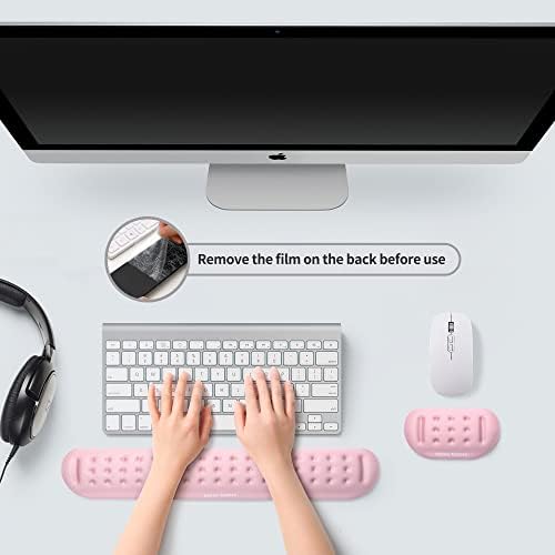 UnivoColors Pink Keyboard Wrist Support and Mouse Wrist Rest Set, Made of Memory Foam Soft Gel, Ergonomic Pad for Computer, Laptop, Mouse, Office, Gaming