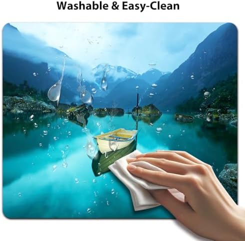 9.5x7.9 Inch Office/Gaming Mouse Pad, Nature Landscape Old Boat on Calm Mountain Lake Cute Anti-Slip Mat for Desk
