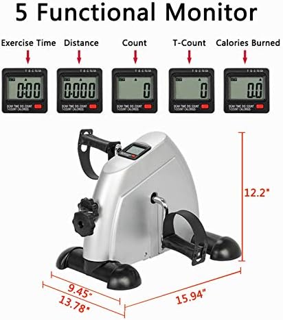 Mini Exercise Bike, Under Desk Bike Pedal Exerciser, Portable Foot Cycle Arm & Leg Pedal Machine with LCD Screen Displays for Home Office Use