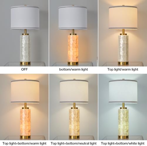 AIDENOEY 26" Modern Art Glass Table & Bedside Lamp, Stepless Dimmable Base + Dimmable 3-Color Light, USB A/C Charging Ports, Touch Control & Switch for Bedroom, Living Room, Office, Study