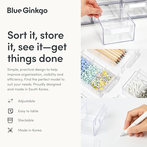 Blue Ginkgo 16-Drawer Storage Cabinet Organizer, Grey, Made in Korea