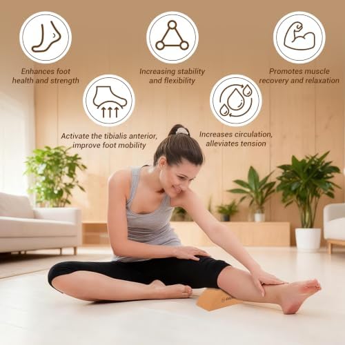 EVERYMATE Cork Balance Board Kit, Foot & Ankle Strengthener with Massage Roller/Ball,Balance Board Half & Half-Moon Ball, for Enhance Mobility & Prevent Falls Improve Foot Function for Home/Office/Gym