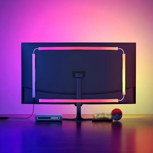 Monitor LED Backlights for PC & Mac, LED Strip Light Sync with Screen Color/Music, Computer Light Bar Behind Screen, LEDs for Desk Gaming, USB Port,Software Control, G100 (4-Side 24inch)