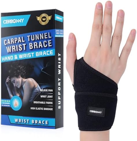 CERBONNY Carpal Tunnel Wrist Brace,1Pack Wrist Support Brace Adjustable Wrist Strap Reversible Wrist Brace for Sports Protecting/Carpal Tunnel/Arthritis-Right