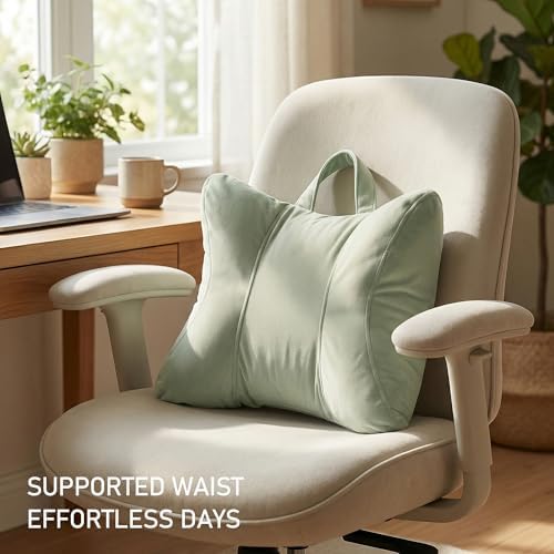 Lumbar Support Pillow for Office Chair and Car Seat, Celadon Green