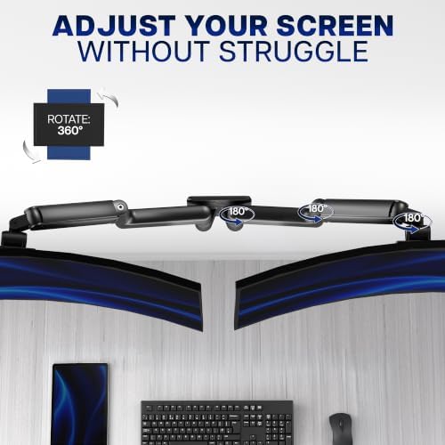 VIVO Premium Dual Monitor Arm Wall Mount, Fits Ultrawide Screens up to 45 inch, 44 lbs per Arm, Counterbalance Articulating, Heavy Duty Double Monitor Wall Mount, Max VESA 100x100, Black, MOUNT-V202V