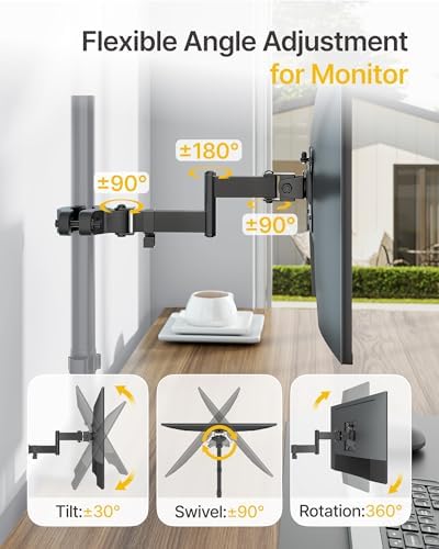 monTEK 2-in-1 Pole Mount, Laptop Tray & Monitor Arm for 10–32" Screens