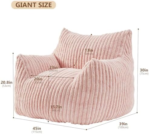 Achicsofar Bean Bag Chair for Adults Teens, Giant Faux Fur Beanbag Armchair