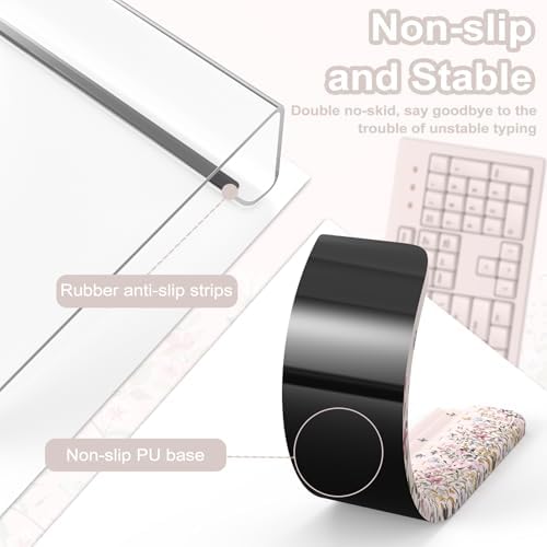 HAOCOO Keyboard Stand with Wrist Rest, Ergonomic Wrist Rest Office Desk Accessorie, 3-Level Height Adjustment Acrylic Keyboard Riser, Easy Typing Wrist Support for Computer