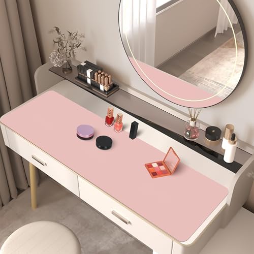 Leather Desk Pad Mat, Large Pink Desk Mat, 47.2" x 16.9"