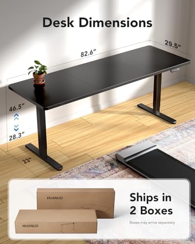 HUANUO 83x 30 Inch Large Electric Standing Desk, Brushless Motor, Black