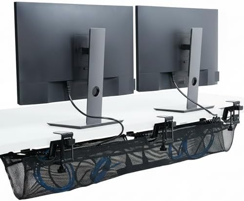 VIVO Black Clamp-on 55 in Mesh Net Cable Management Holder, DESK-AC55MH