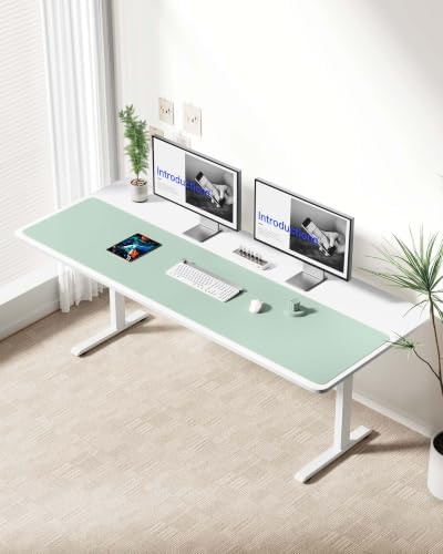 YSAGi Leather Desk Protector, Office Mat, Large Mouse Mat, Non-Slip PU Leather Blotter, Laptop Desk Mat, Waterproof Writing Pad for Office and Home(Pale Green, 63" x 17.2")