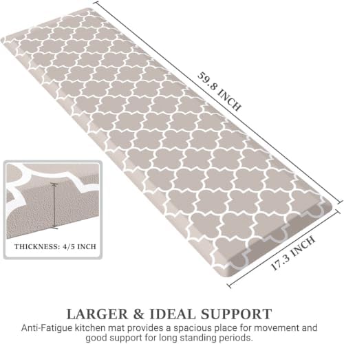 WISELIFE Anti Fatigue Mats for Kitchen Floor, 17.3"x 60", 4/5 Inch, Khaki