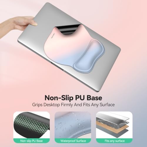 TECKNET Gel Ergonomic Mouse Pad with Wrist Rest, Non-Slip PU Base, Rainbow