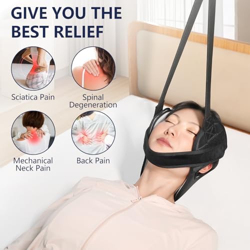 Ear Hole Cervical Traction Device，Adjustable Neck Traction Device & Posture Corrector，Relieve Cervical Pain, Realign Head Posture，Portable Neck Stretcher for Home Use, Office & Travel