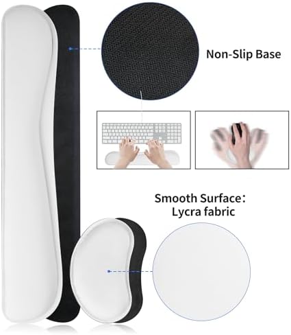 Bloss Leather Desk Pad and Keyboard Wrist Rest, Large Mouse Pad + Keyboard Pad+Mouse Wrist Support, Non-Slip Desk Mat Protector for Office, Home(31.5×15.7 Inches,White)