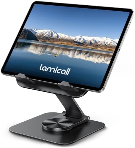 Lamicall Ultra Lightweight Laptop Stand for Desk + 360°Rotation Adjustable iPad Stand for Desk