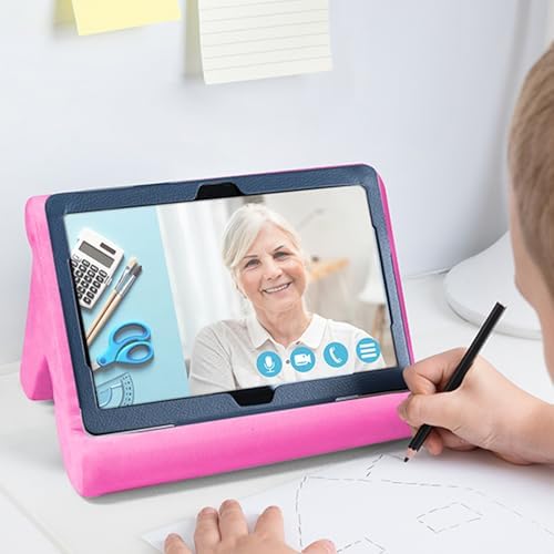 Universal Multi-Angle Tablet Stand Holder-Soft Pad Stand with black phone holder for Lap,Knee,Sofa and Bed,Compatible with iPad Pro 9.7,10.5,12.9 Air Mini 4 3,Kindle,Galaxy Tab,E-Reader (Pink)