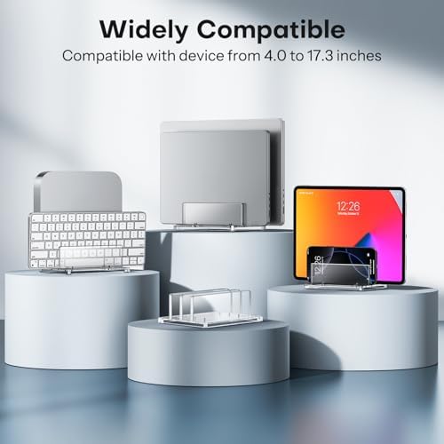 OMOTON Vertical Laptop Stand, Clear Acrylic Dual Holder for MacBook Gaming