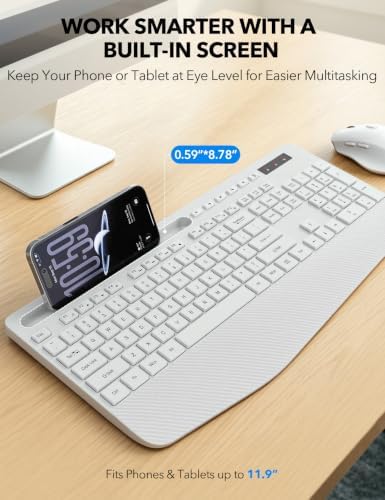 Wireless Keyboard and Mouse Combo - Full-Sized Ergonomic Keyboard