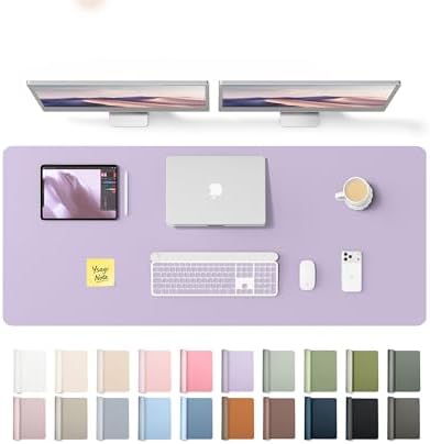 YSAGi Leather Desk Pad Protector, Office Desk Mat, Large Mouse Pad, Non-Slip PU Leather Desk Blotter, Laptop Desk Pad, Waterproof Desk Writing Pad for Office and Home (Light Purple,55" x 17.2")