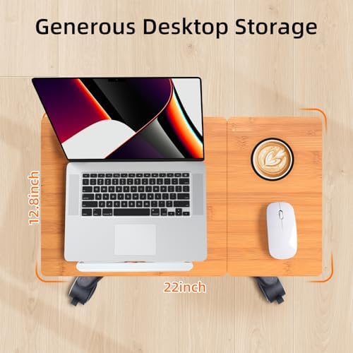 wishacc Large Rolling Desk Adjustable Height with Drawers, Mobile Standing Desk on Wheels, Portable Computer Workstation, White Sit to Stand Desk with Cup Holder & Storage for Home Office (Large)