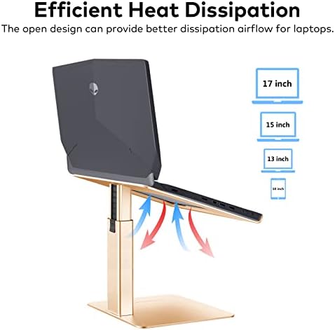 Laptop Stand for Desk, Ergonomic Sitting and Standing Laptop Riser for Notebook MacBook 11-17 Inches，DJ Laptop Stand Adjustable Height from 7-15 Inches Aluminum(Gold)
