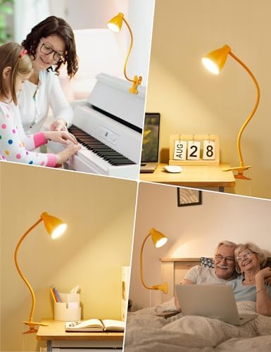 BOHON Clip on Light, Desk Lamp with Clamp, 5 Color 10 Brightness Yellow