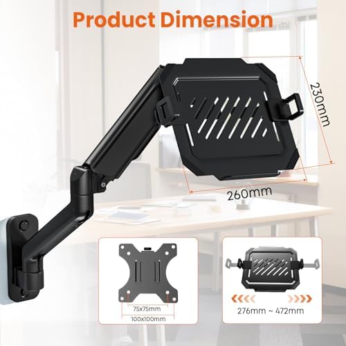 2-in-1 Laptop Wall Mount with Detachable Tray for 12-17" Laptops & Monitors